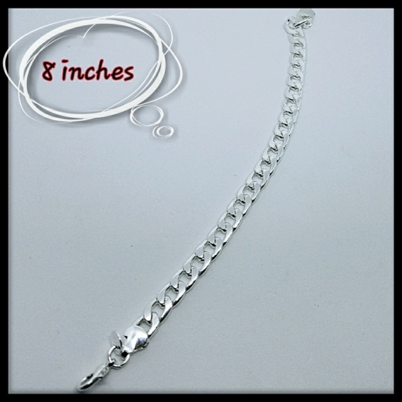 Silver chain link bracelet .925 plated New unisex NWT - Picture 3 of 7